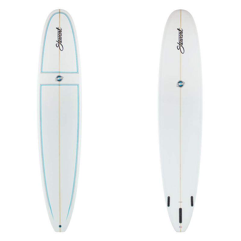 9'6" Hydro Hull (9'6", 23 1/4", 3 1/4") B#128496 Gloss & Polish that has blue and black pin lines on the deck