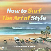 Book cover titled 'How to Surf & The Art of Style' on a wooden surface