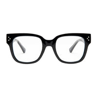Black eyeglasses on a white background