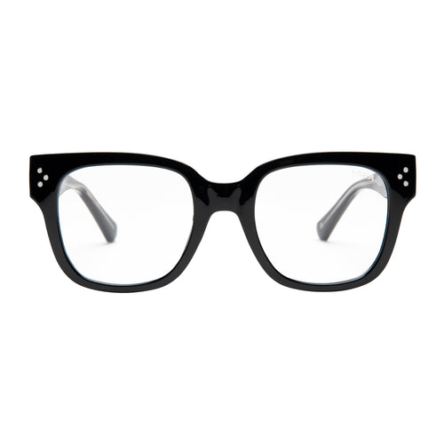 Black eyeglasses on a white background