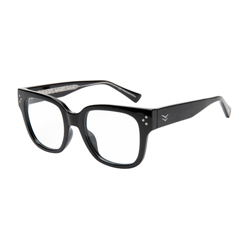 Black eyeglasses on a white background