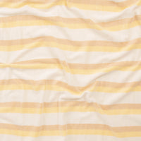 Striped fabric with yellow and white horizontal stripes on a white background
