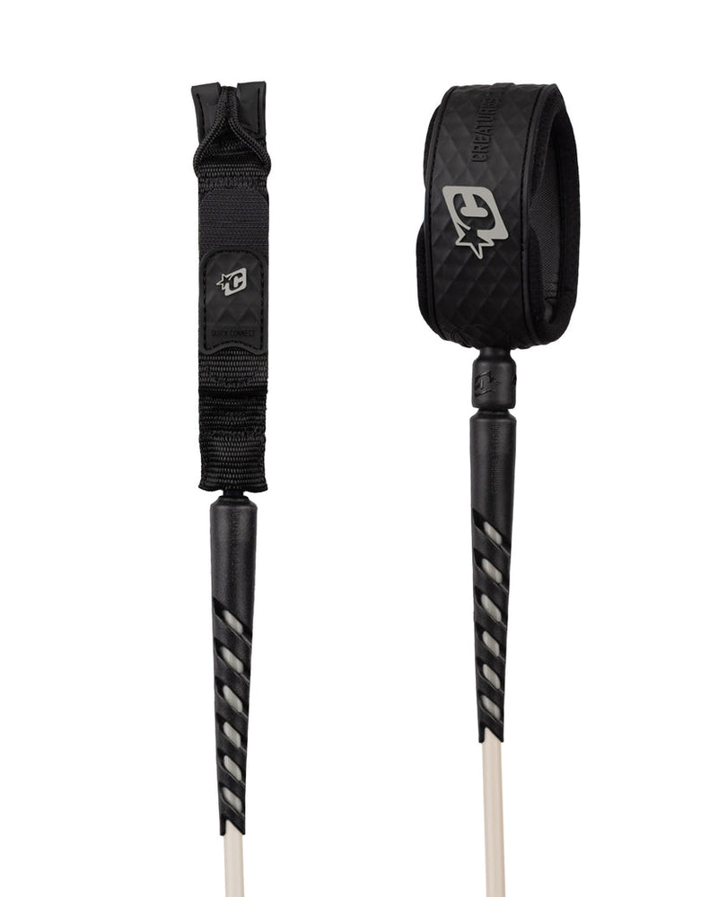 Black SURF LEASH with a padded cuff, shown from both front and back views on a white background.