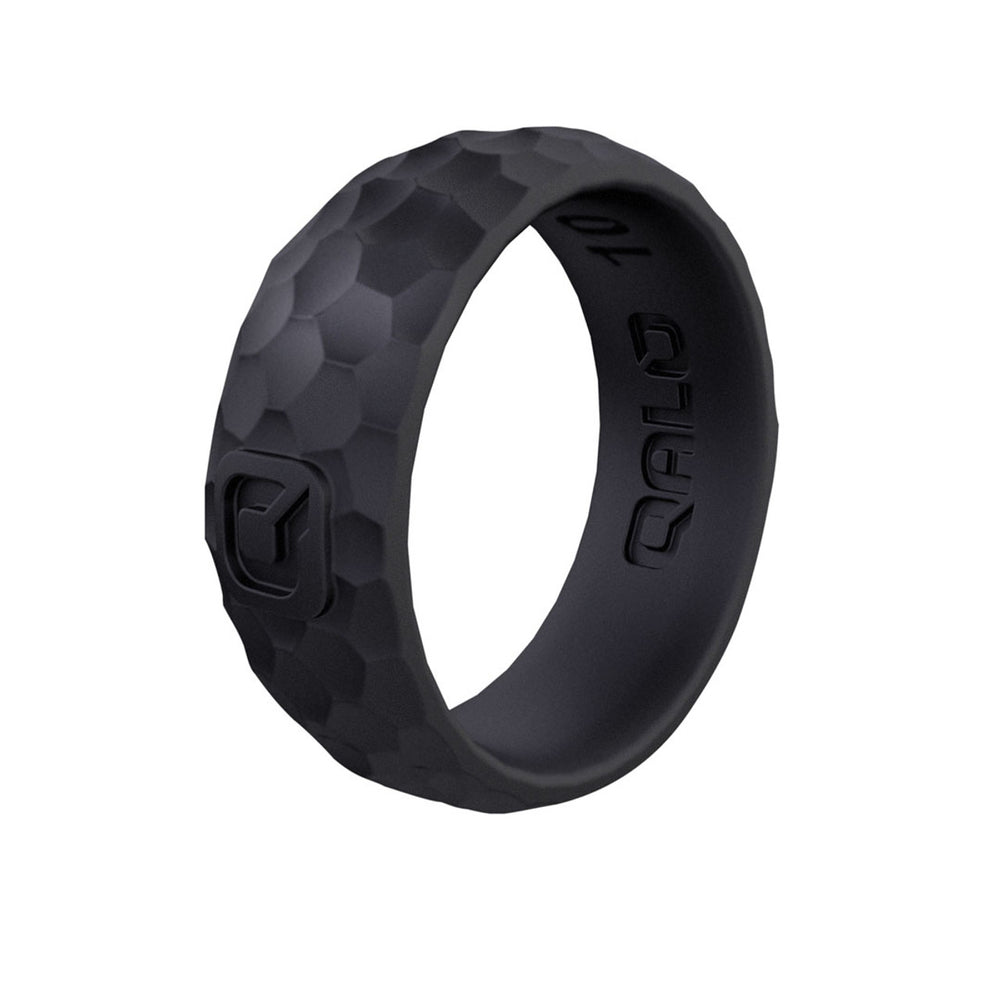 QALO Men's Black Silicone Ring 10