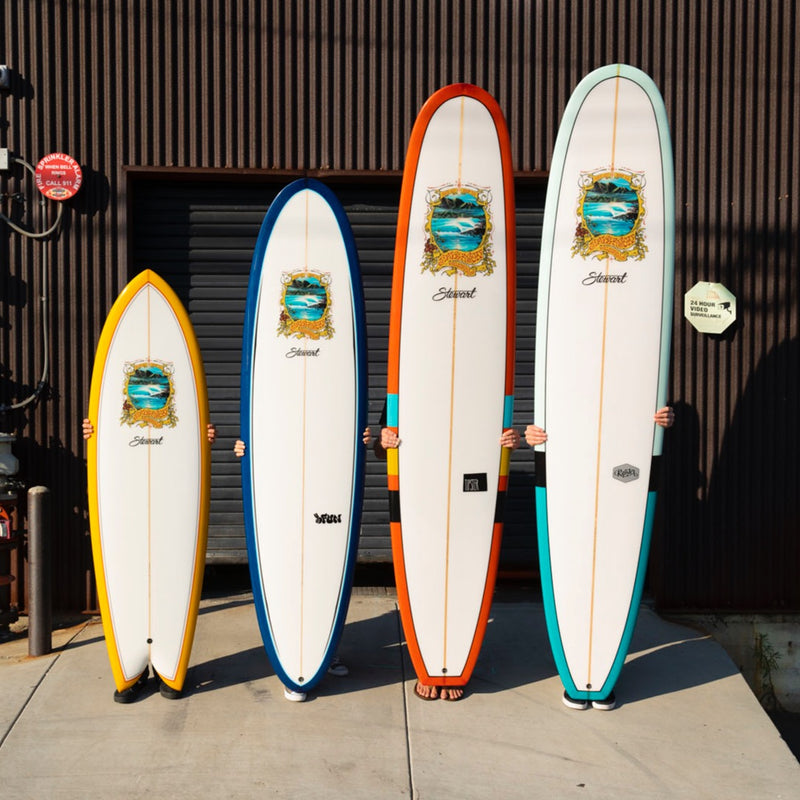 All 4 of the Stewart/Severson collection surfboards