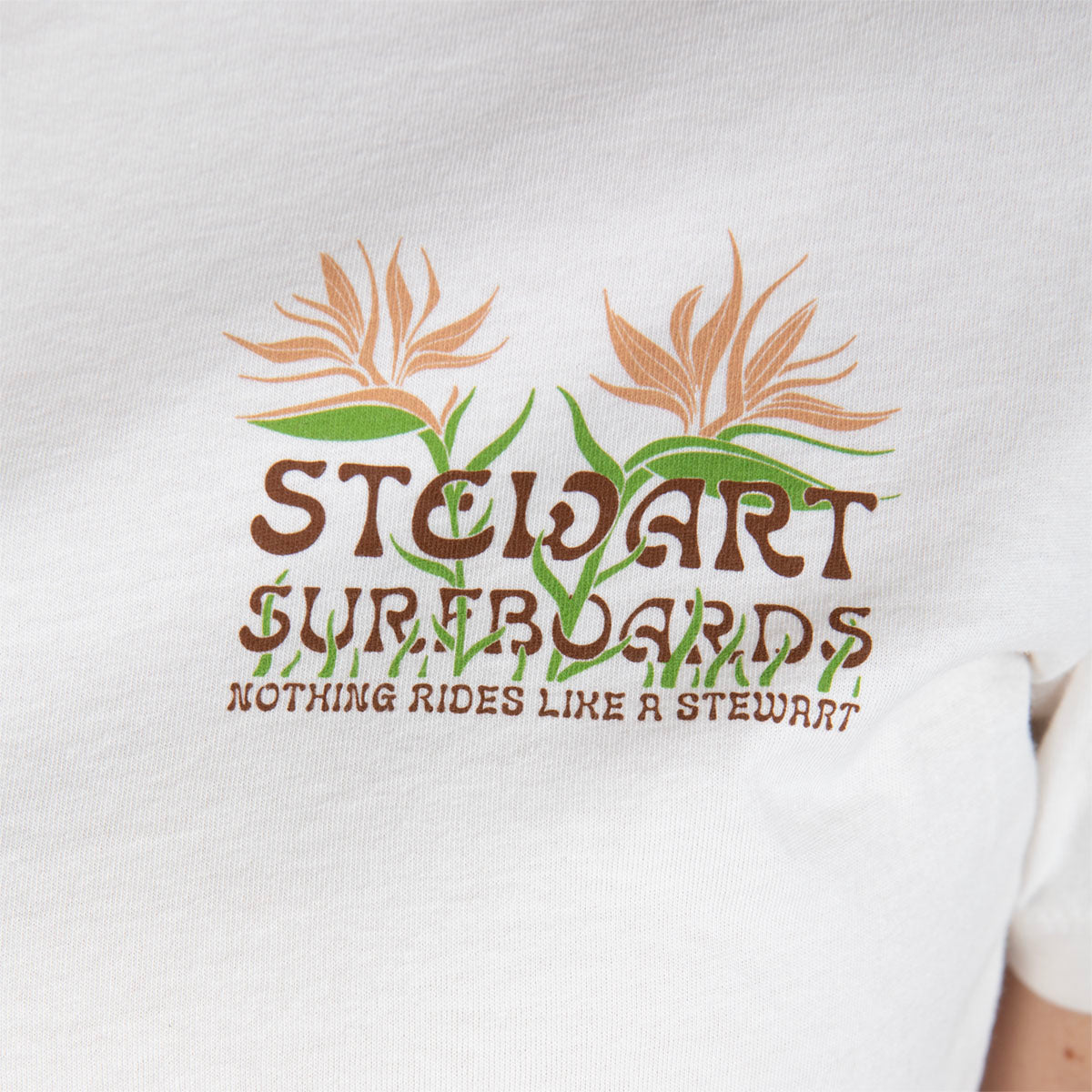 STEWART BLOOMING BIRDS WOMENS S/S T-SHIRT- Vintage White