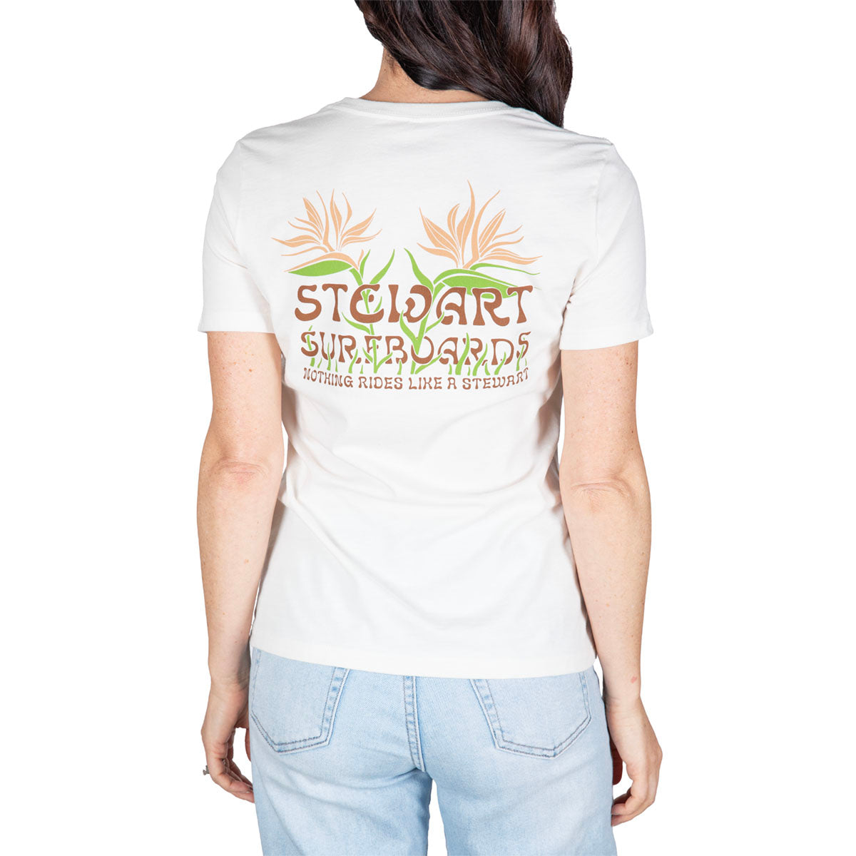 STEWART BLOOMING BIRDS WOMENS S/S T-SHIRT- Vintage White