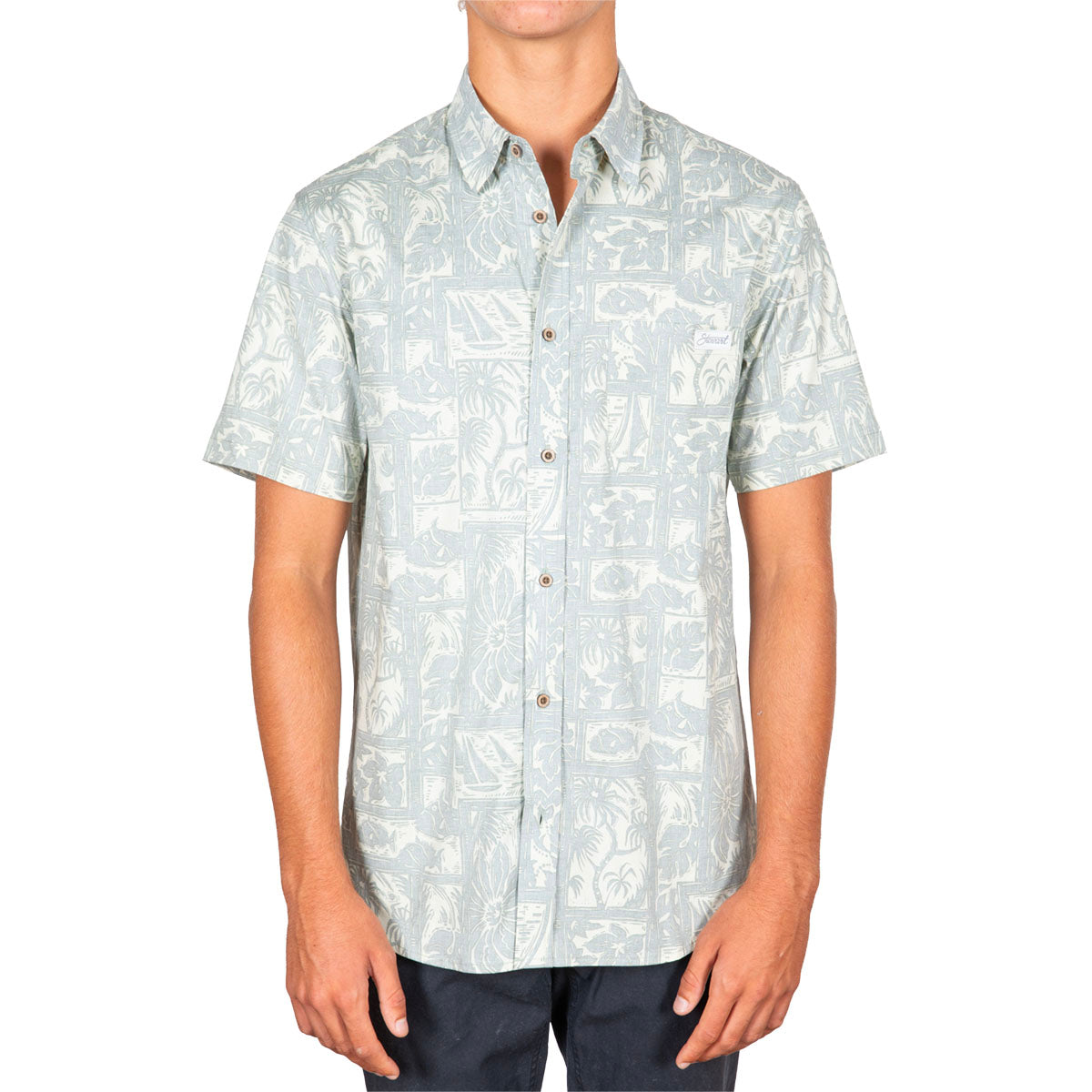 STEWART MEN'S OFFSHORE OLIVE BUTTON-UP SHIRT