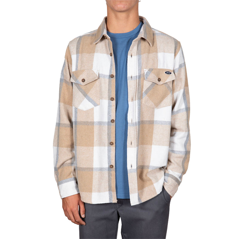 STEWART MAN HEAVY FLANNEL SHIRT- Tan