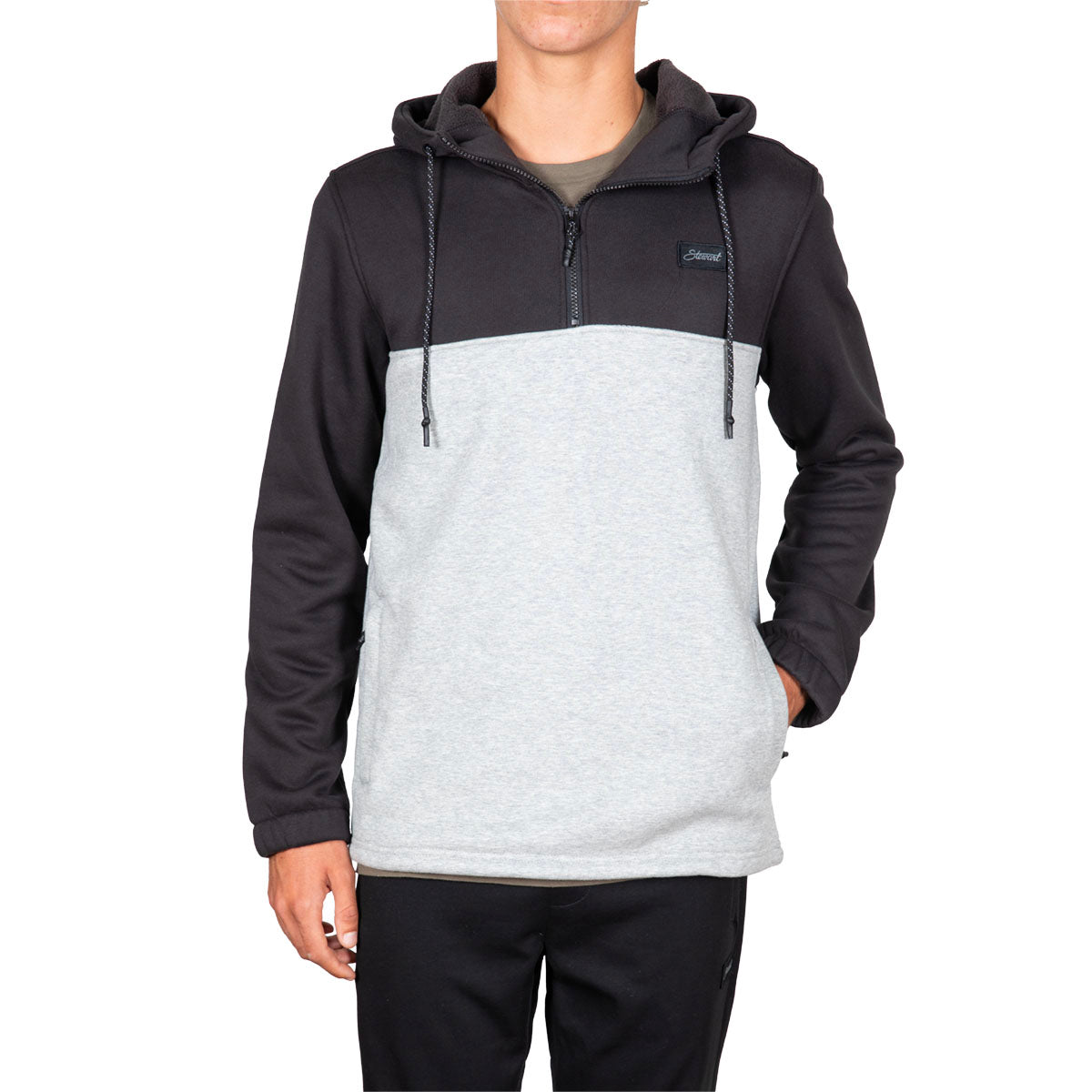 STEWART PAXTON QUARTER ZIP HOODIE- Black