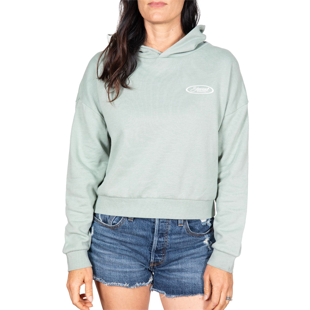 STEWART SURF OVAL WOMEN'S CROP HOODED SWEATSHIRT- Sage