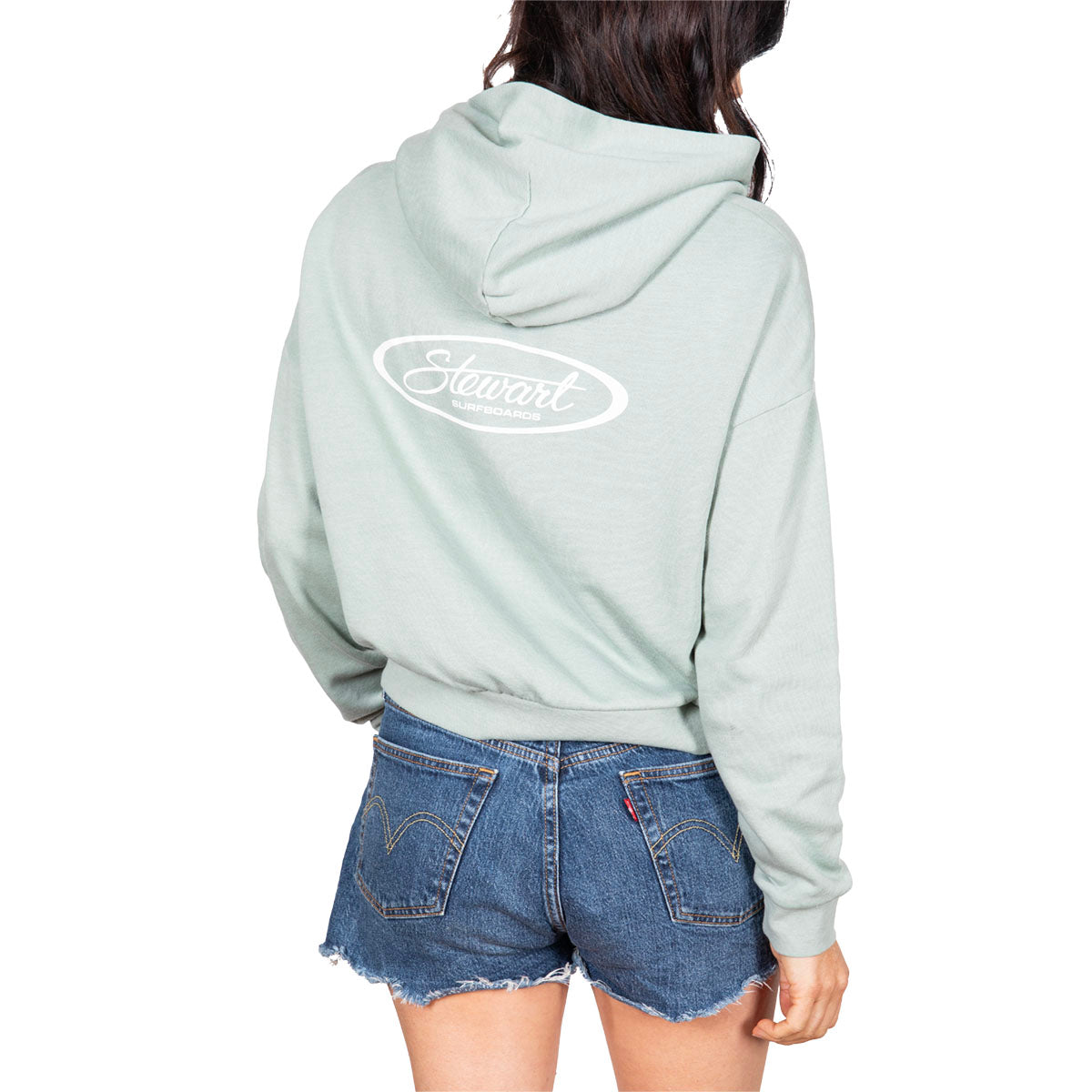 STEWART SURF OVAL WOMEN'S CROP HOODED SWEATSHIRT- Sage