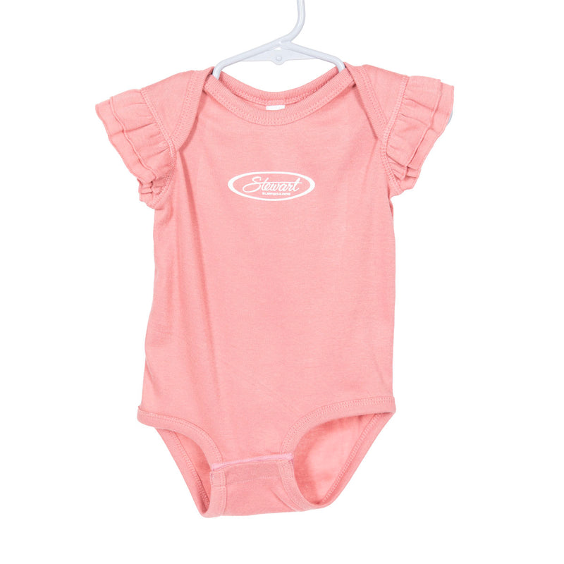 STEWART SURF OVAL GIRLS S/S FLUTTER SLEEVE BABY ONESIE