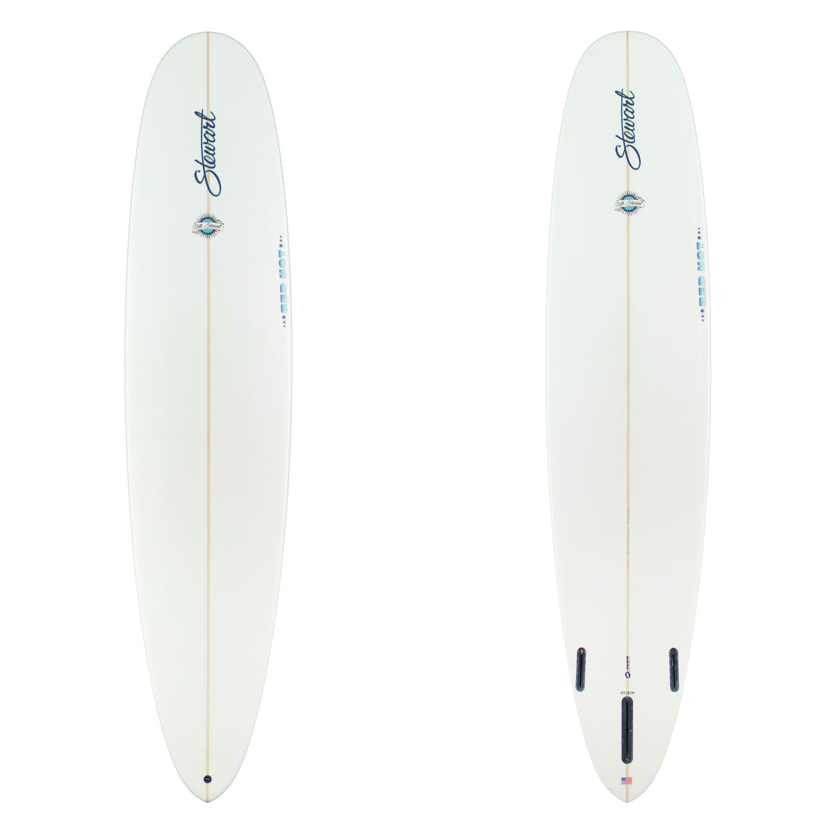 Stewart Longboard 9'0" Red Hot (9'0", 23 3/4", 3 1/4") B#130173 clear and sanded only with blue logos