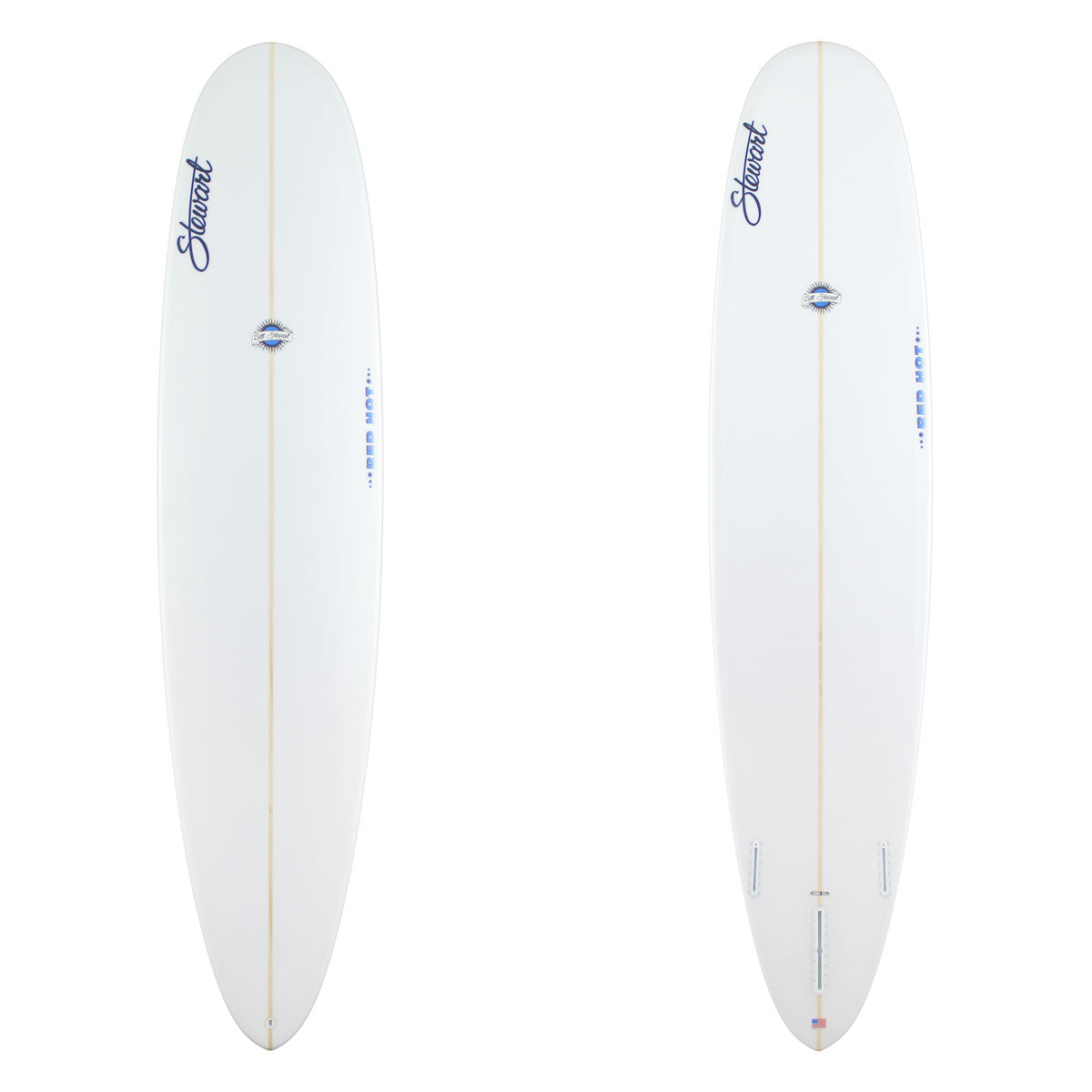 9'0" Red Hot (9'0", 24 1/2", 3 1/2") B#130183 The bottom and top are white with blue and black branding.
