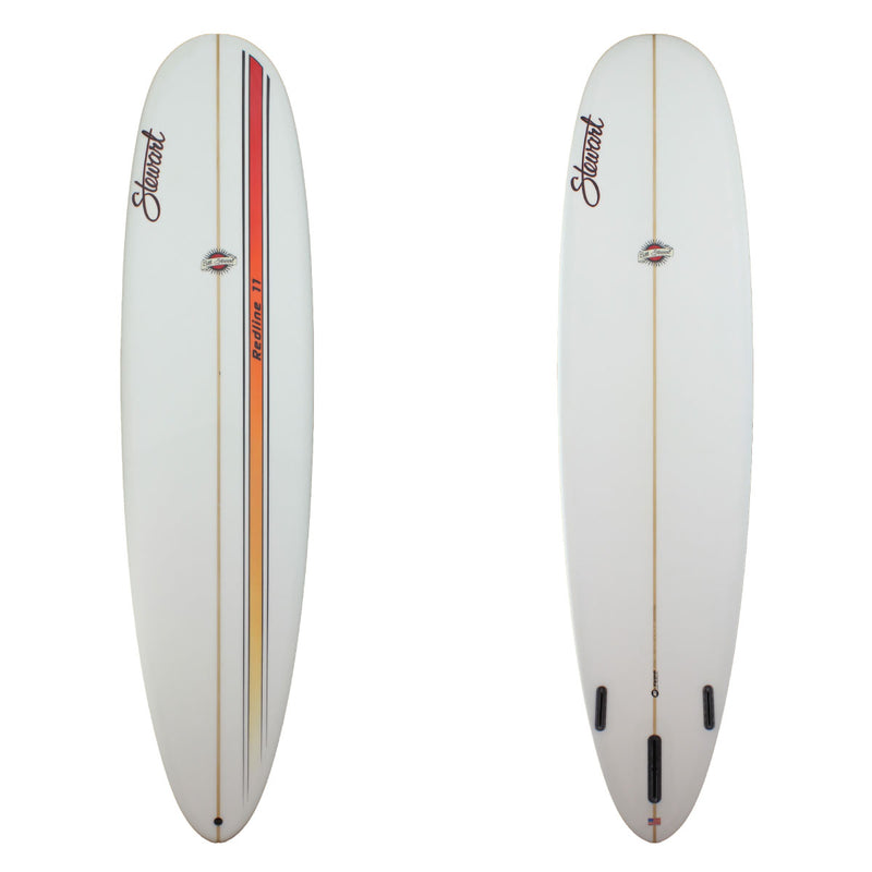 Stewart 9'0" Redline 11 Longboard with clear and red to yellow paint stroke on deck with clear bottom (9'0", 23 1/2", 3") B#127486