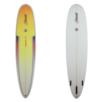 Stewart 9'0" Redline 11 Longboard with orange and yellow fade and red streaks near rail (9'0", 23 3/4", 3") B#128161