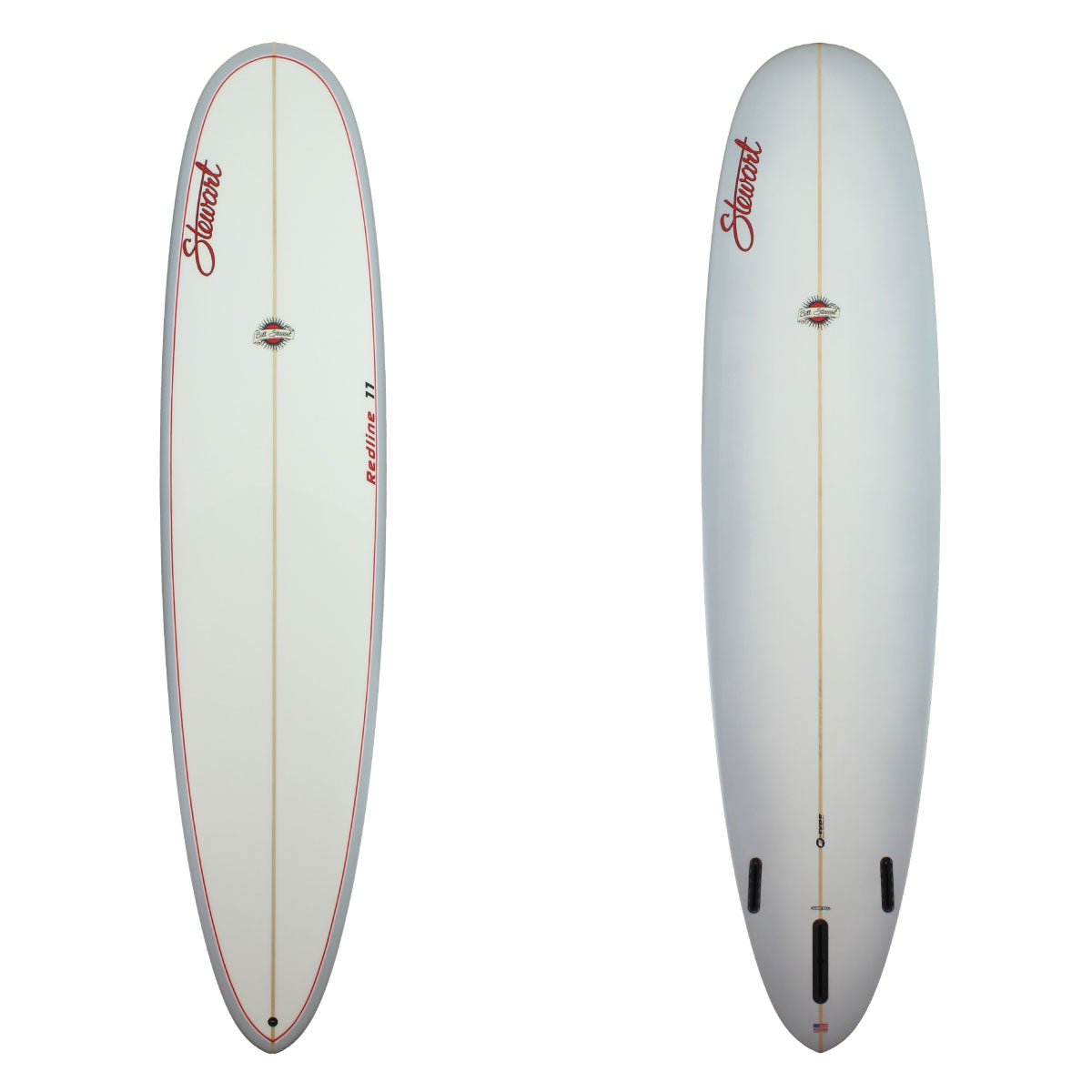 Stewart 9'0" Redline 11 Longboard with grey rails on deck and grey fade on bottom (9'0", 24 1/2", 3 1/4") B#128175