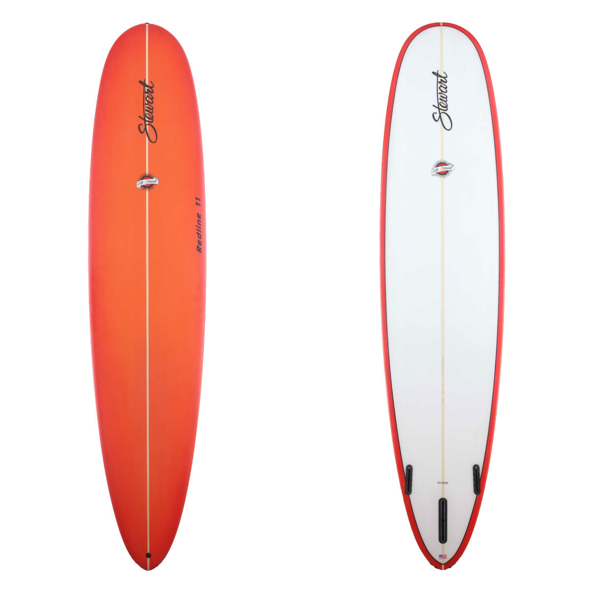 stewart longboard 9'0" Redline 11 (9'0", 23 1/2", 3 1/8") B#129153 with  red deck and rails