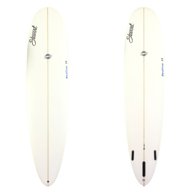 Stewart Surfboards Redline 11 longboard (9'0", 23 1/2", 3 1/8") with clear white deck and bottom