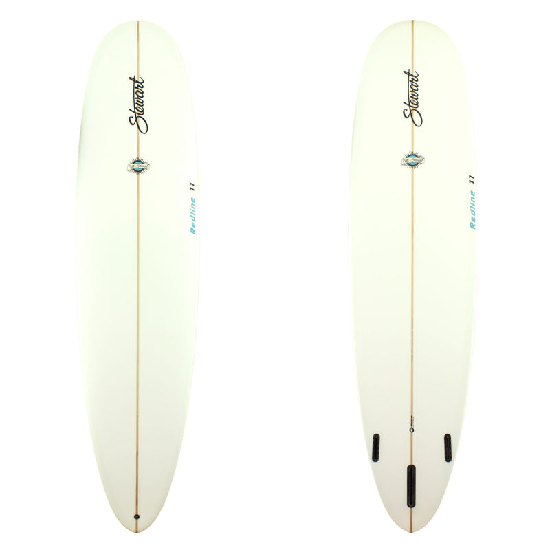 Stewart Surfboards Redline 11 longboard (9'0", 24", 3 1/4") with clear white deck and bottom