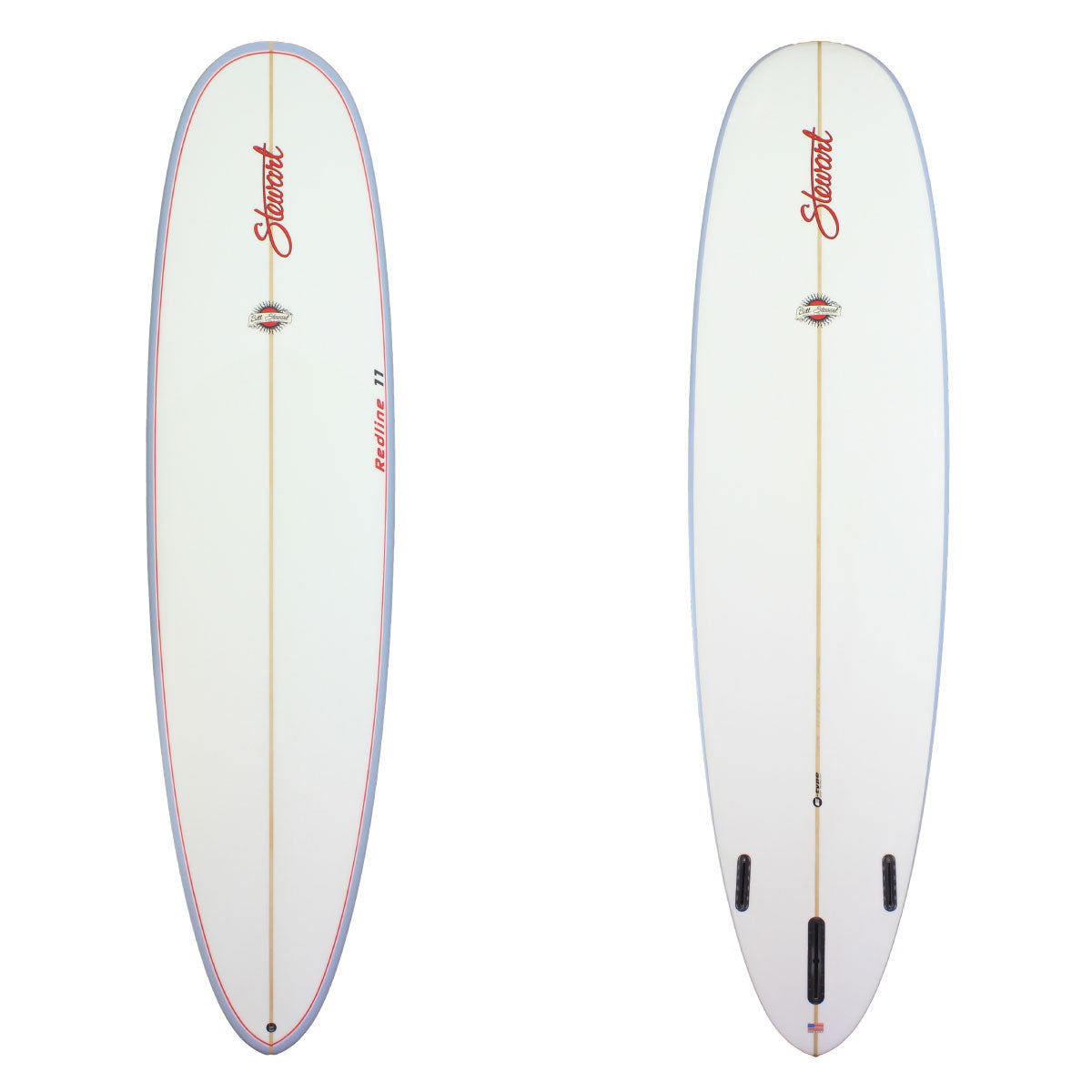 Stewart 9'0" Redline 11 Longboard (9'0", 24 1/2", 3 1/2") B#127599 with clear deck grey rails and clear bottom