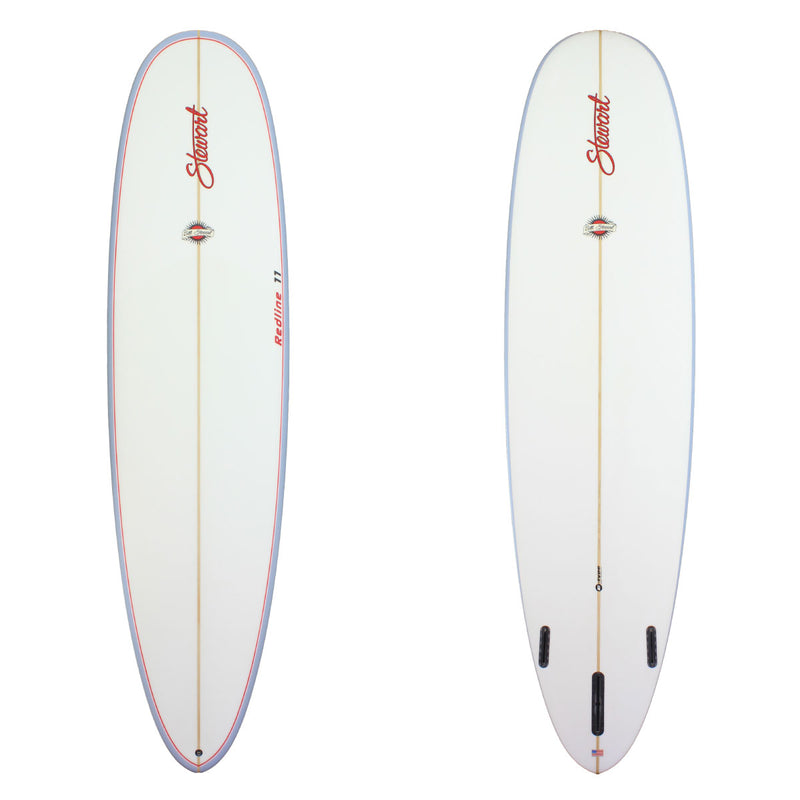 Stewart 9'0" Redline 11 Longboard (9'0", 24 1/2", 3 1/2") B#127599 with clear deck grey rails and clear bottom