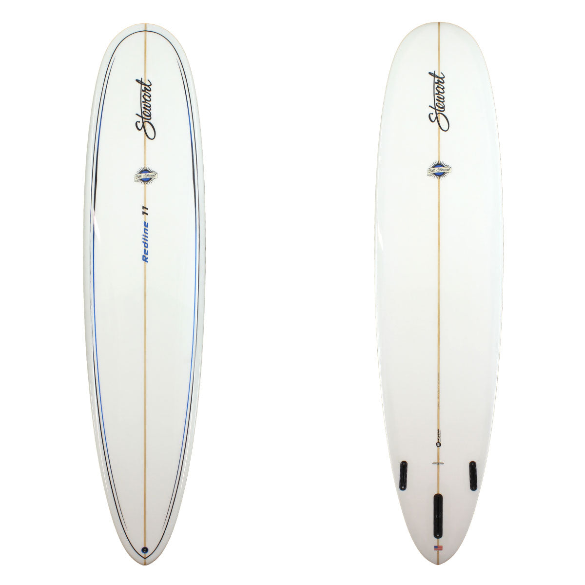 Stewart Longboard 9'0" Redline 11 (9'0", 23", 3") B#128075 blue and black pin-lines on deck Gloss & Polish