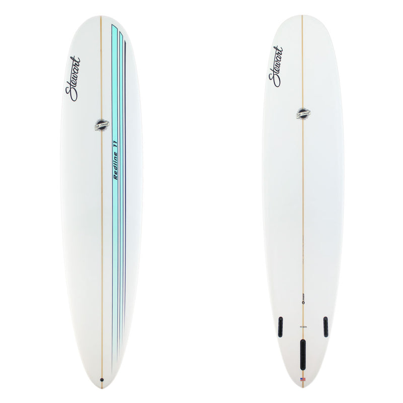 Stewart Longboard 9'0" Redline 11 (9'0", 24", 3 3/8") B#129408 with a blue racing strip on the deck