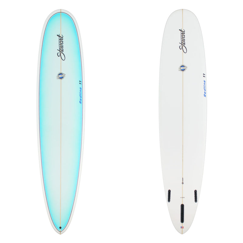 Stewart Longboard 9'0" Redline 11 (9'0", 23 1/2", 3") B#129459 with aa light blue fade panel on the deck 