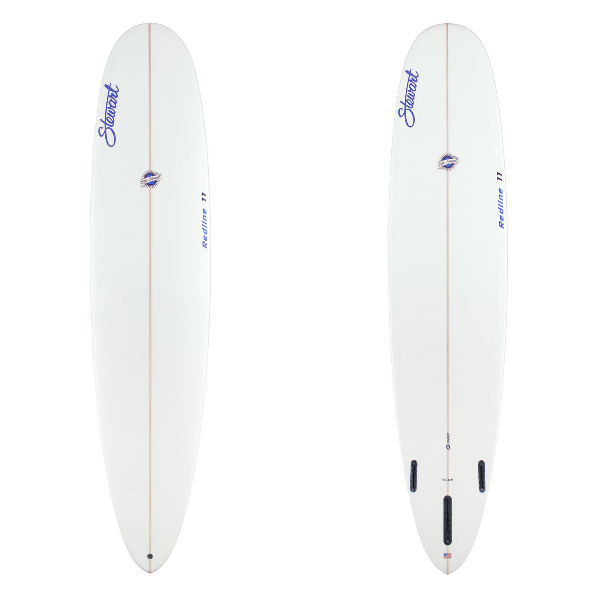 Stewart Longboard 9'0" Redline 11 (9'0", 24", 3 1/2") B#129595 clear and sanded only with blue logos