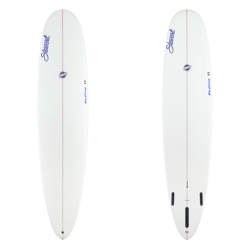 Stewart Longboard 9'0" Redline 11 (9'0", 24", 3 1/2") B#129595 clear and sanded only with blue logos