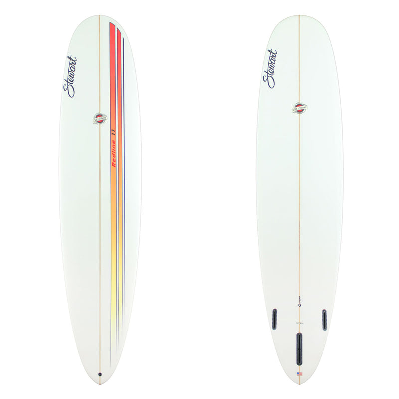Stewart Longboard 9'0" Redline 11 (9'0", 24 1/2", 3 3/4") B#129674 with a red and yellow fade racing stripe on the deck