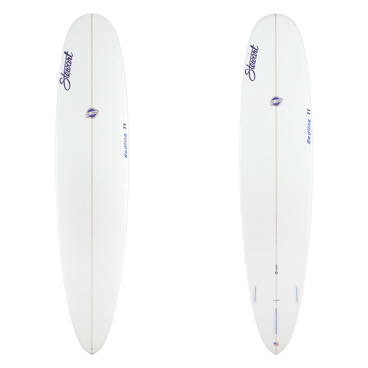 Stewart Longboard 9'0" Redline 11 (9'0", 23 1/2", 3 1/4") B#129702 clear and sanded only with blue logos
