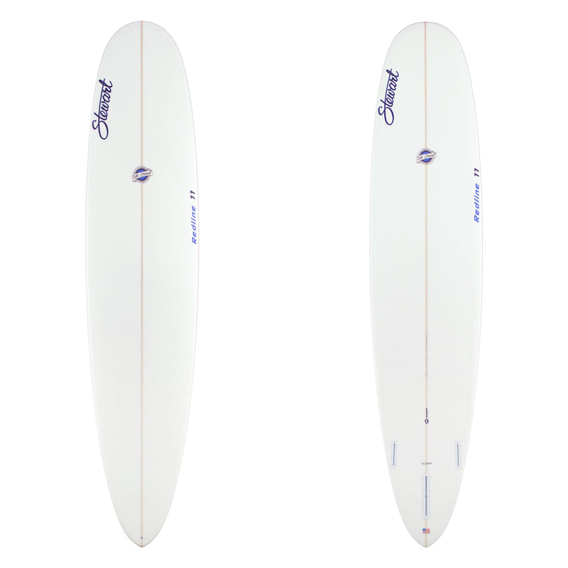 Stewart Longboard 9'0" Redline 11 (9'0", 23 1/2", 3 1/4") B#129702 clear and sanded only with blue logos