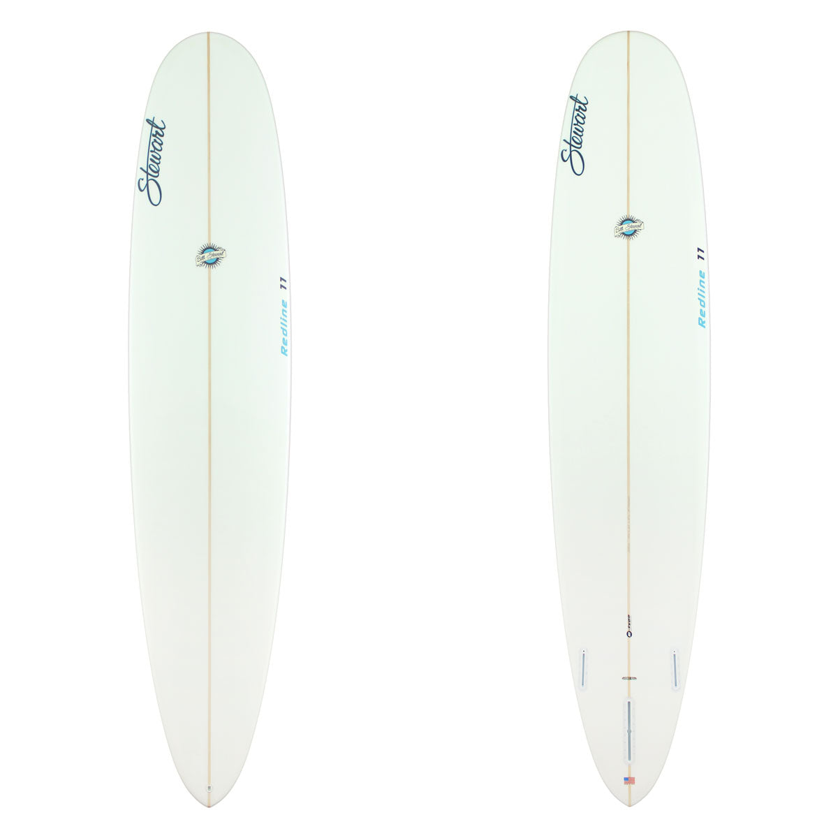 Stewart Longboard 9'0" Redline 11 (9'0", 23", 3 1/4") B#129756 clear and sanded only with blue logos
