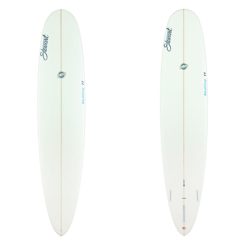 Stewart Longboard 9'0" Redline 11 (9'0", 23", 3 1/4") B#129756 clear and sanded only with blue logos