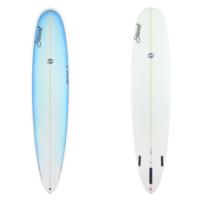 Stewart Longboard 9'0" Redline 11 (9'0", 23 1/2", 3 1/8") B#129851 with a blue fade panel from nose to tail on the deck