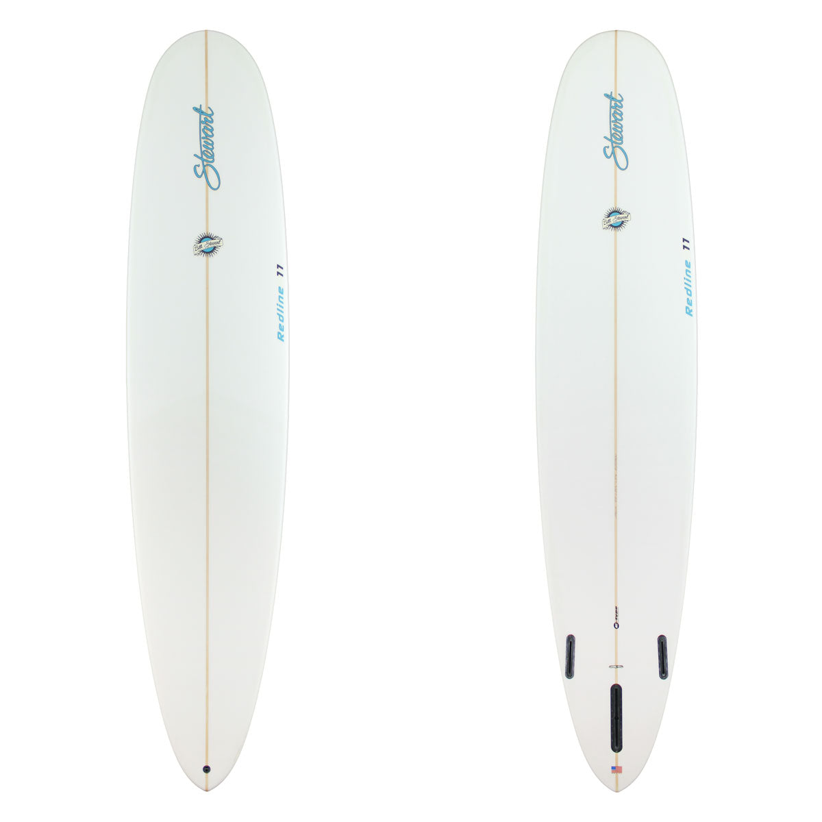 Stewart Longboard 9'0" Redline 11 (9'0", 23 1/2", 3 1/8") B#129852 clear and sanded only with light blue logos