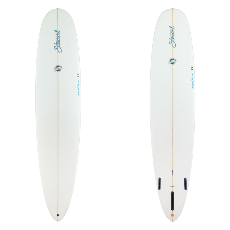 Stewart Longboard 9'0" Redline 11 (9'0", 23 1/2", 3 1/8") B#129852 clear and sanded only with light blue logos