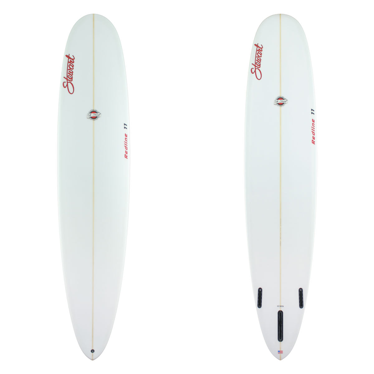 Stewart Longboard 9'0" Redline 11 (9'0", 23", 3 1/8") B#129958 clear and sanded only with red logos