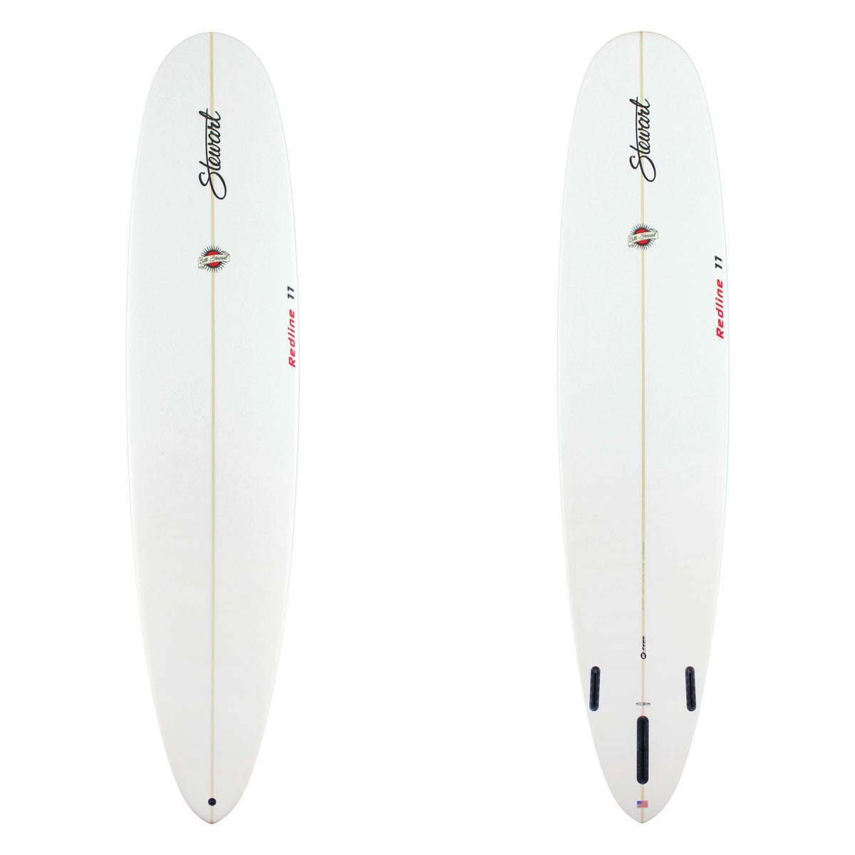 Stewart Longboard 9'0" Redline 11 (9'0", 23 3/4", 3 1/4") B#130069 Clear with Black Stewart Logo, black and red Bill Stewart and Redline Logo. Sand Only