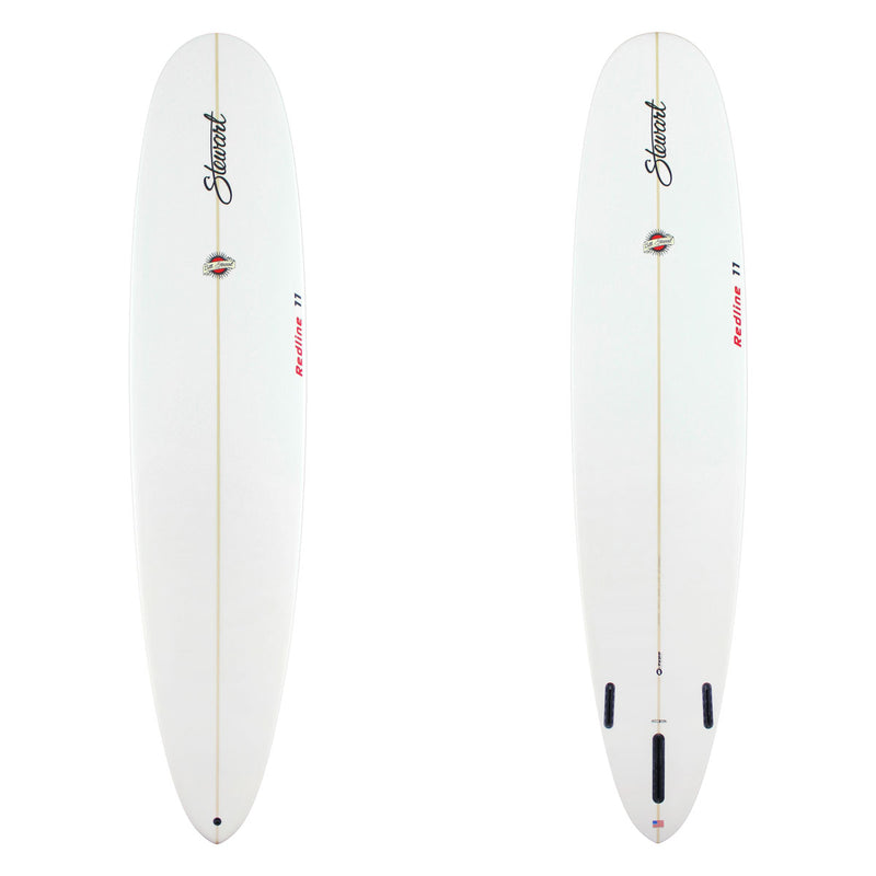 Stewart Longboard 9'0" Redline 11 (9'0", 23 3/4", 3 1/4") B#130069 Clear with Black Stewart Logo, black and red Bill Stewart and Redline Logo. Sand Only