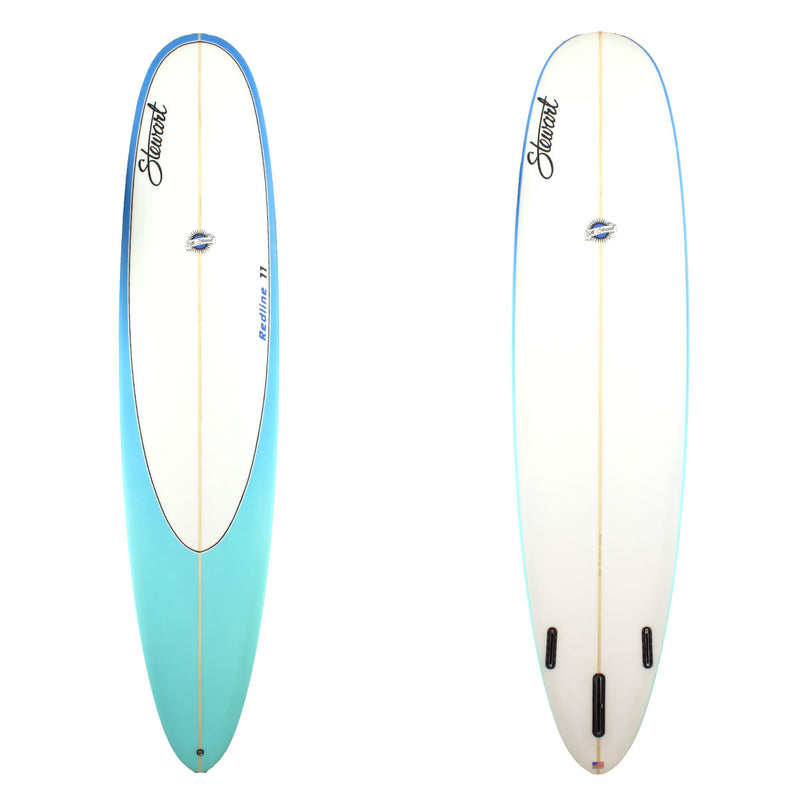 Stewart Surfboards Redline 11 longboard (9'0", 23 1/4", 3 1/8") with blue fade deck panel and black pinline