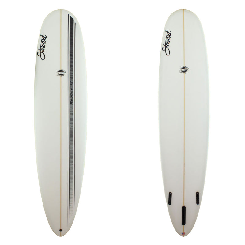 Stewart Surfboards Redline 11 longboard (9'0", 23", 3 1/4") with black/grey stripes on deck