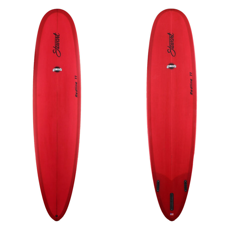 Stewart Surfboards Redline 11 longboard (9'0", 23", 3 1/4") with red resin tint deck and bottom
