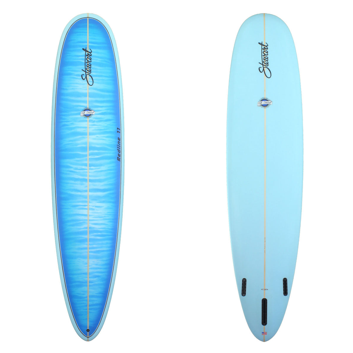 Stewart Longboard 9'0" Redline 11 (9'0", 23", 3") B#127411 with blue deck and light blue bottom