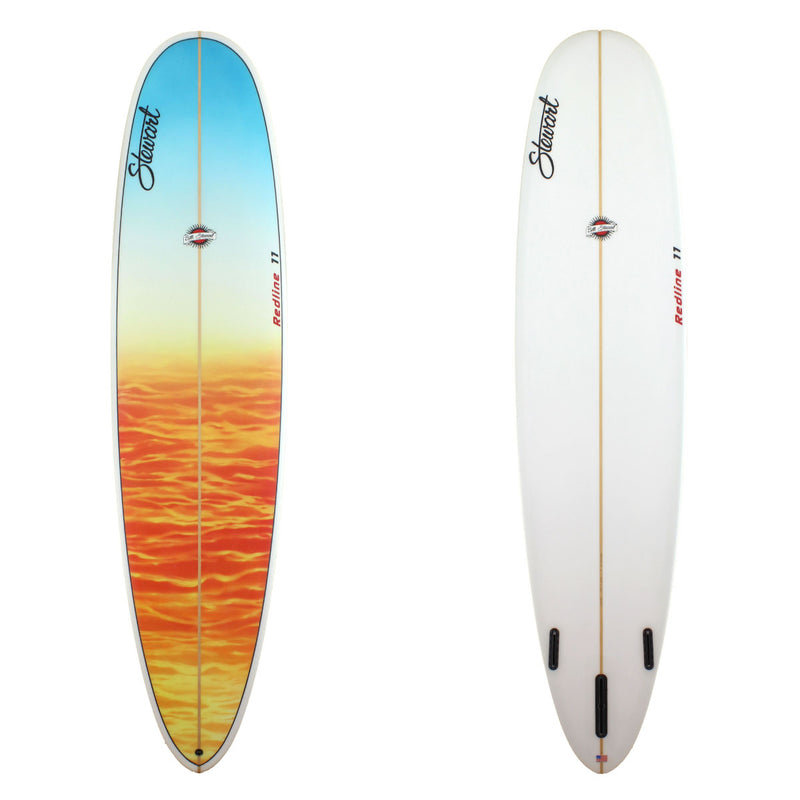 Stewart 9'0" Redline 11 Longboard with a orange and yellow panel spray fade into blue on deck with clear bottom (9'0", 23 1/2", 3") B#127482