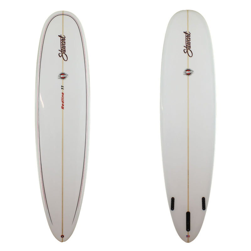 Stewart 9'0" Redline 11 Longboard clear deck with black and red pinlines and gloss and polish clear bottom with gloss and polish (9'0", 23 1/2", 3") B#127483