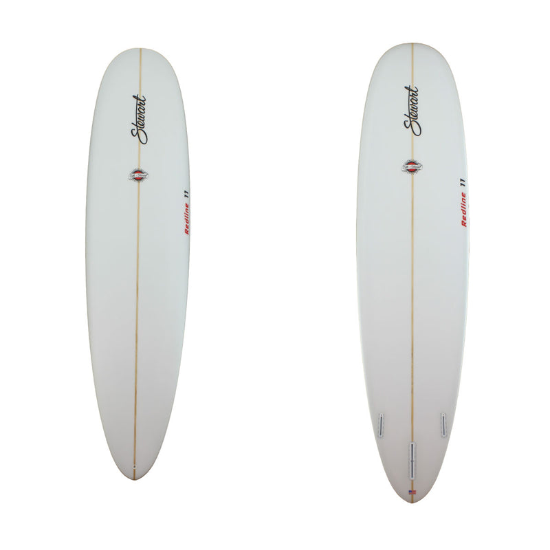 Stewart 9'0" Redline 11 Longboard clear deck and bottom with red logos (9'0", 23 3/4", 3 1/4") B#127527